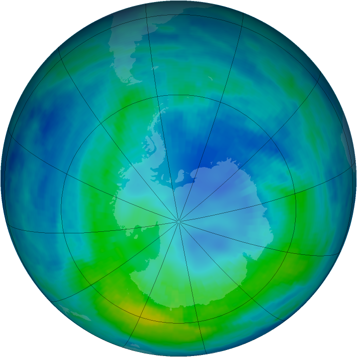 Antarctic ozone map for 16 April 1997